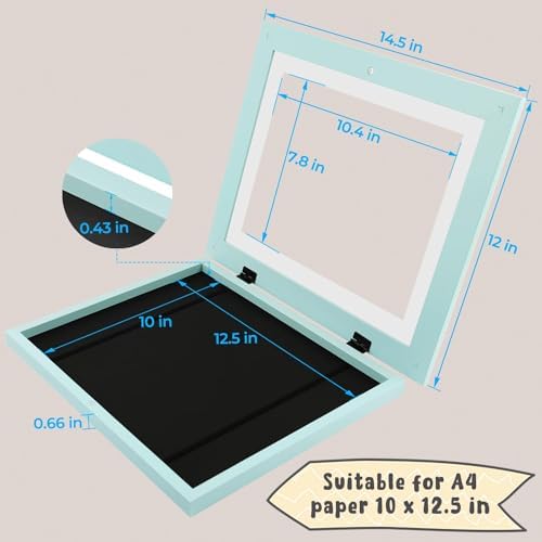 8 Pack 10x12.5 Front-Opening Kids Artwork Frames Changeable (Light Blue) - Image 3