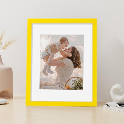 Vittanly 11x14 Picture Frame Made of Solid Wood for Wall & Tabletop, Yellow - Image 4