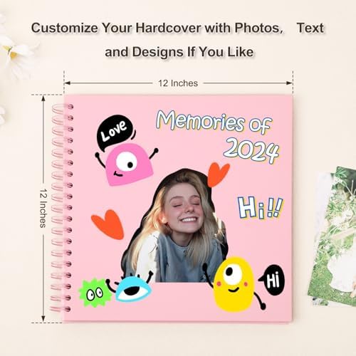 Scrapbook Album 12x12 Inches 100 Pages Hardcover Kraft Paper Pink - Image 3