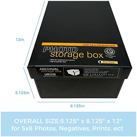 Lineco Archival Photo Card Box, Museum-Quality Storage, 5x8x12 Inch, Black - Image 2