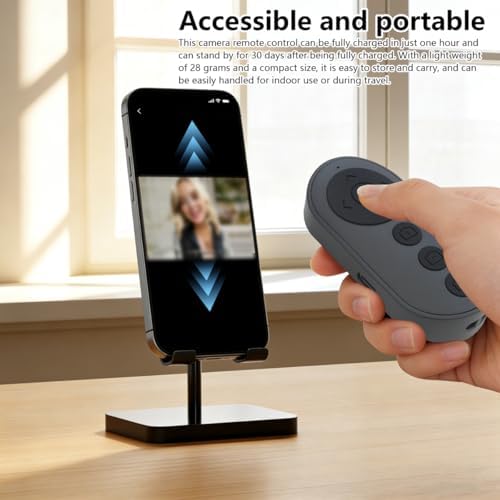 2026 Upgraded Bluetooth Camera Remote Shutter with Zoom and Front/Rear Camera Switch for Photo and Vlogging, Remote Clicker for iOS Android Smartphone, Wireless Video Scrolling for Ti*ktok (Black) - Image 6