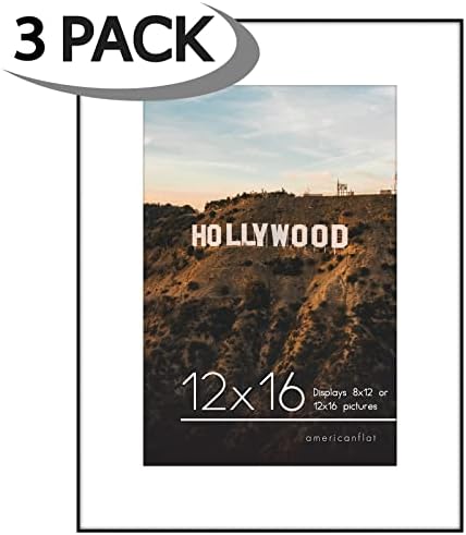 Americanflat 12x16 Picture Frame 3-Pack - Matted to 8x12 - Black - Image 7