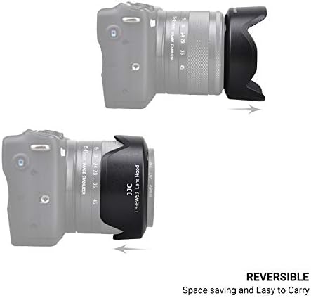 Reversible Lens Hood for Canon EF-M 15-45mm F3.5-6.3 is STM and RF-S 18-45mm F4.5-6.3 is STM Lens on EOS R100 R50 R10 R7 M50 M6 Mark II M200 M100 M50 Mark II, Replace Canon EW-53 Lens Hood - Image 3
