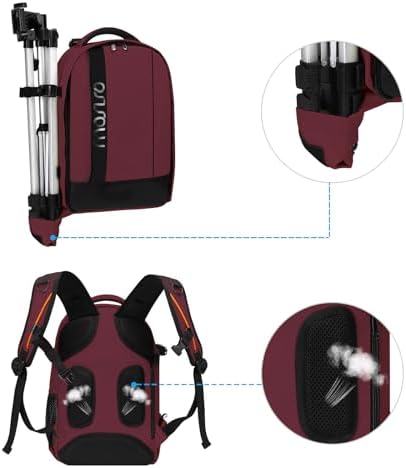 MOSISO Camera Backpack,Photography Backpack Padded Camera Bag, Wine Red - Image 4