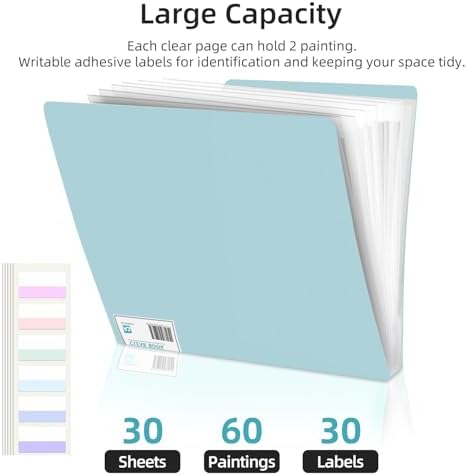 A3 Diamond Painting Storage Book, 60 Views Art Portfolio Presentations Folder with 30 Pages Protectors, 17.3x12.8in Green - Image 2