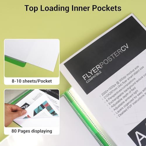 Kokuyo 40-Pocket Binder with Plastic Sleeves 8.5"x11" (Light Blue), A4 and US Letter Expandable Art Portfolio Folder with Clear Sheet Protectors. 80 Pages of Presentation Display Book. (RA-N40LB) - Image 5