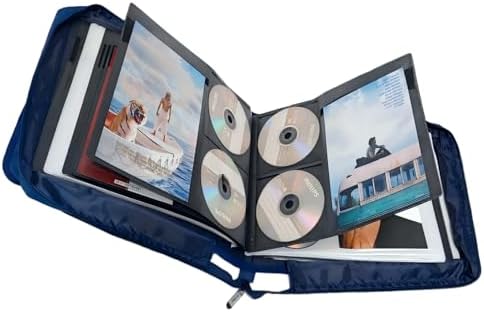 DVD CD Storage Case with Extra Wide Title Cover Pages for Blu Ray Movie Music Audio Disk (Portable Carrying Binder Holder Wallet Album Home Organizer Shelf )- Blue, 128 disk units, 64 cover pockets by S%C2%B7Lattye