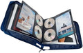 DVD CD Storage Case with Extra Wide Title Cover Pages for Blu Ray Movie Music Audio Disk (Portable Carrying Binder Holder Wallet Album Home Organizer Shelf )- Blue, 128 disk units, 64 cover pockets by S%C2%B7Lattye