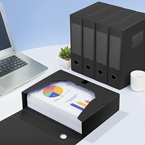 HUA JIE 6 Pack A4 Storage File Boxes Plastic Archives Cases with Lid,Black - Image 7