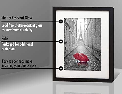 Americanflat 11x13 Picture Frame with Shatter-Resistant Glass - Use as 8x10 Frame with Mat or Display 11x13 Photo Without Mat - Signature Collection - Picture Frames for Wall Display - Black - Image 4