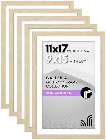 Americanflat 11x17 Picture Frame 5-Pack - Matted to 9x15 - Natural Oak by Americanflat
