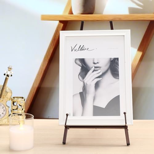 Leinuosen 1 Pcs Metal Easel Stand 16.5" H x 8.7" W x 4.3" D Table Top Easel Stand for Display Tripod Art Picture Mirror Modern Plate Holder for Display Book Photo Wedding Sign (Brown) - Image 5