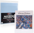 BCW Newspaper Bags – 100ct | Acid-Free Newspaper Protector Sleeves | 13 3/8" x 11 7/8" | 1½" Fold-Over Flap Closure | Clear Archival Newspaper Storage Bags by BCW