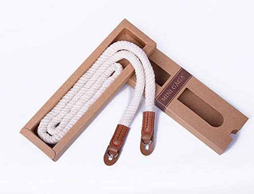 DOROM Vintage Handmade Cotton Leather Rope Camera Neck Strap for Micro Single and DSLR Camera Long White - Image 3