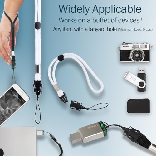 2 Pack Camera & Cell Phone Wrist Strap (Lanyard Style) Adjustable with Quick-Release. (Black & White Set) - Image 3