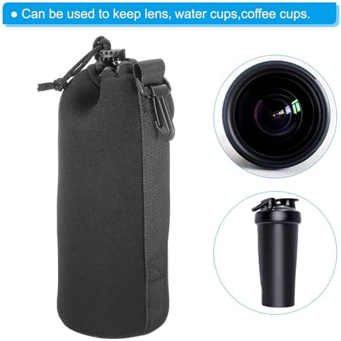PATIKIL Camera Lens Bag, 4 Pcs 3.7" ID x 9.8" H Drawstring Lens Pouch with Thick Protective Neoprene, Lens Case for DSLR Camera Lens, Water Coffee Cups Black - Image 6