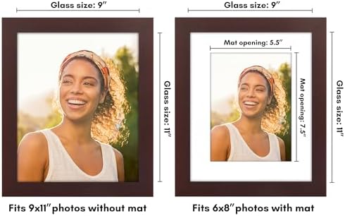 Americanflat 9x11 Picture Frame - Matted to 6x8 - Mahogany - Image 2