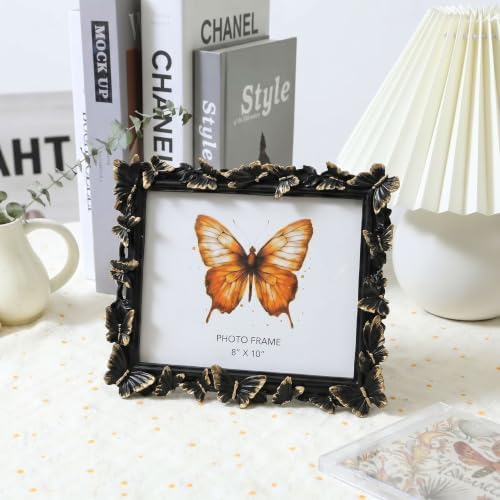 Black 8X10 Vintage Picture Frames Gold Butterfly Elegant Retro European Design, Antique Photo Frame for Wall Hanging and Tabletop Display, Retro Design Home Decor - Image 4