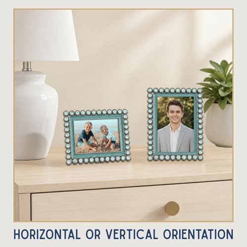 2x3 Mini Picture Frame: Sky Blue Enamel + Blue Rhinestones - Image 3