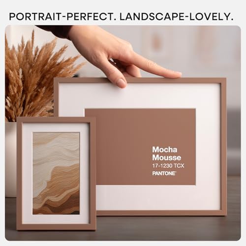 Homeforia A4 Mocha Picture Frame, High-End Metal, A5 Mat, Glass - Image 7