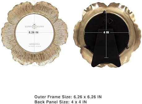 Circular Gold Floral Photo Frame / 4x4 In | For Tabletop Display | Perfect for Home Decor, Wedding, Graduation, Or Milestone Photos - Image 3