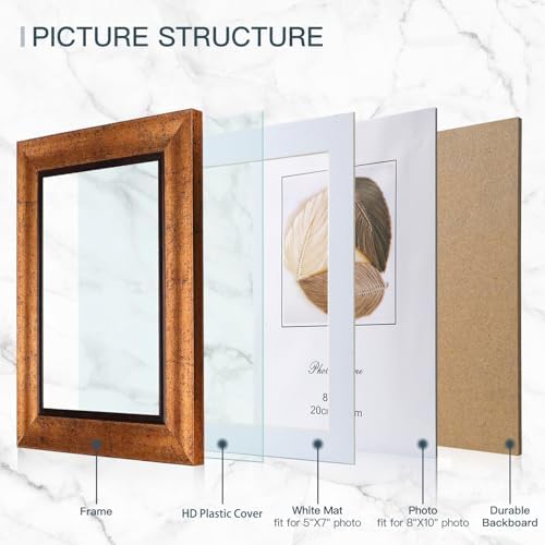 XUANLUO 8x10 Picture Frames Set of 4,Rustic Retro Photo Frame(Gold) - Image 3