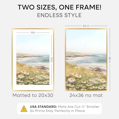 Homeforia 24x36 Gold Poster Frame, High-End Metal, 20x30 Mat, Glass - Image 2
