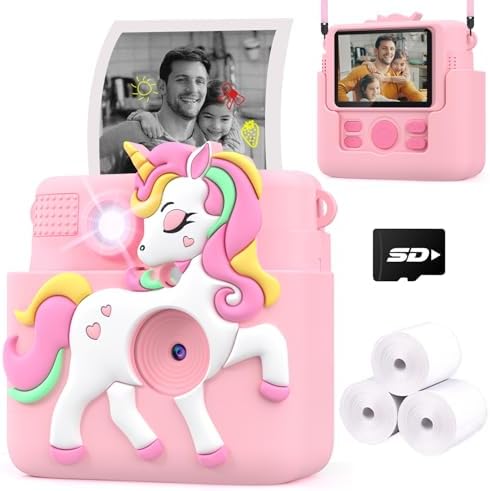 Kids Camera Instant Print,1080P Digital Camera Toy for 3-8 Girls by Careenoah