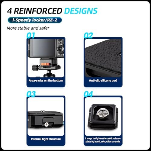 Fotopro Quick Release Plate with 1/4 Inch Screw Universal Camera Base for DSLR Camera Tripod Monopod RZ-2 Black + Orange - Image 4