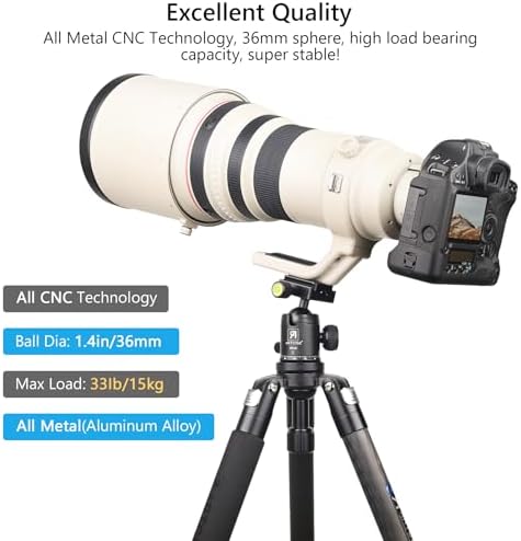 ARTCISE Tripod Ball Head Camera Tripod Ball Head Mount 36mm Diameter Ball ARTCISE All Metal CNC Professional Aluminium 360 Rotating Panoramic Ball Head Max Loading 33lbs - Image 3