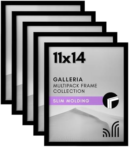 Americanflat 11x14 Picture Frame 5-Pack - Slim Molding - Black by Americanflat