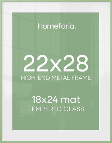 Homeforia 22x28 Green Poster Frame, High-End Metal, 18x24 Mat, Glass by Homeforia