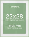 Homeforia 22x28 Green Poster Frame, High-End Metal, 18x24 Mat, Glass by Homeforia