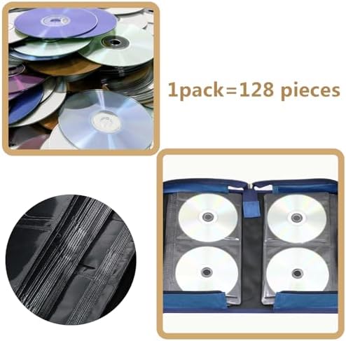 DVD Case CD Storage,128 Capacity CD Cases Holder DVD Storage Case Holders CD DVD Disc Case Storage Wallet Binder for Car Home Office Travel (128 Blue) - Image 5