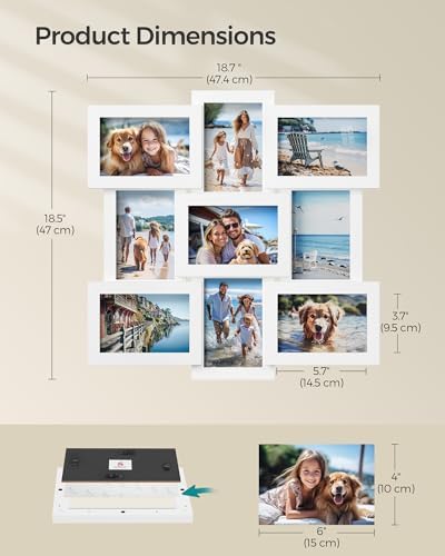 SONGMICS Collage Picture Frames for Wall Decor, 9-Pack 4 x 6, Glass Front - Image 6