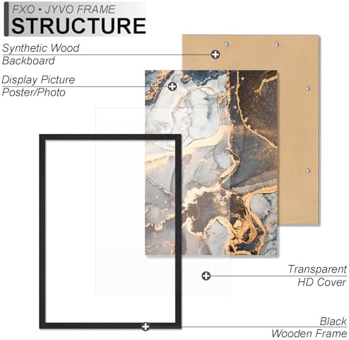 Fxojyvo 14x16 Picture Frame Set of 3 Black Engineered Wood Wall Hanging - Image 3