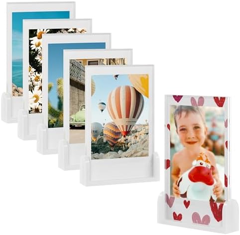 Grarry 6 Pack Mini Instax Frame, Polaroid Picture Frame for Mother's Day, 2x3 Picture Frames Small for Polaroid Fujifilm Instax Mini Film, White Baby Photo Frame by Grarry