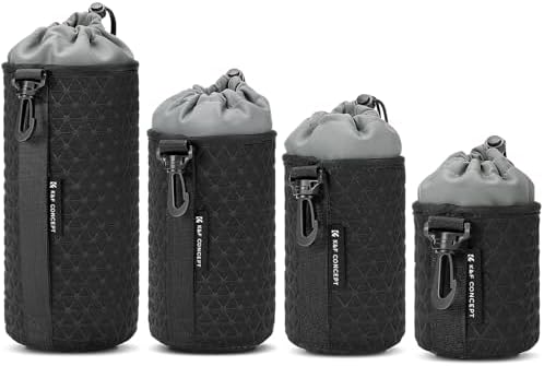 K&F CONCEPT Camera Lens Case, Drawstring Lense Pouch for DSLR SLR, 4 Pack by KFCONCEPT
