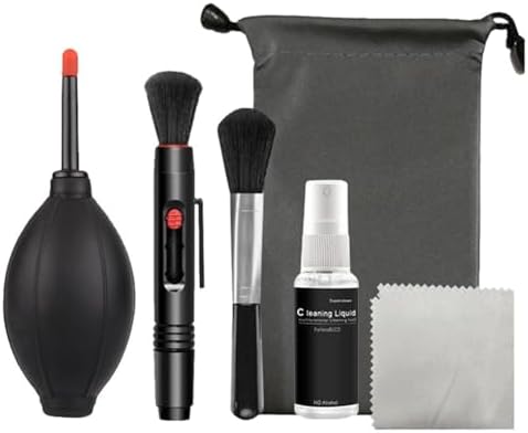6 in 1 Camera Cleaning Kit, 6 in 1 Dust Swiping Air Blower Brush Pen Cloth Cleaning kit, Lens Cleaning Tool with Portable Storage Bag for Digital Video Camera Computer Phone Screen Lens by Unknown