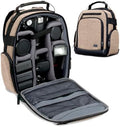 USA Gear Portable Camera Backpack for DSLR with Customizable Accessory Dividers, Weather Resistant Bottom and Comfortable Back Support - Compatible with Canon, Nikon, Sony, Fujifilm, and More (Brown) by USAGEAR