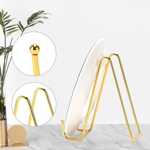 3 Pack 8 Inch Plate Stands for Display, Plate Holder Display Stand, Picture Frame Stand Black Metal Frame Holder Stands for Book,Small Easel,Decorative Plate,Photo and Platter,Tabletop Art-gold - Image 4