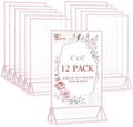 EHWINE 12 Pack Acrylic Sign Holder 4 x 6, Double-Sided Stand up Table Top Sign Holders, Pink Acrylic Picture Frame Menu Flyer Paper Holder Display Stand for Office Business Store Wedding Party by EHWINE