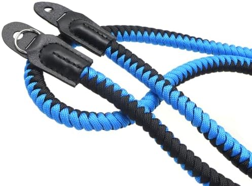Paracord Camera Strap Long Camera Neck Shoulder Strap for SLR DSLR Digital Mirrorless Cameras 47inch/120cm Blue Black - Image 3