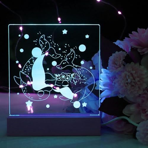 6" Multi Colored Wood LED Light Base with Acrylic Sheet for Home Decor Art - Image 5