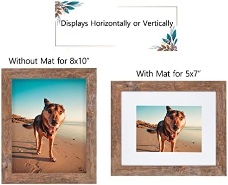 Califortree Rustic Brown 8x10 Picture Frame - Display Photos 5x7 with Mat or 8x10 Without Mat - HD Glass Inside, Horizontal and Vertical Display Frames for Wall and Tabletop - 1 Pack - Image 3