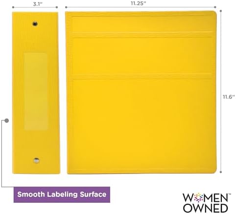 Carstens 3-Inch Heavy Duty 3-Ring Binder - Side Opening, Yellow, Durable Plastic, Precision No-Gap Rings, Waterproof Cover, No Pockets, Holds 400 US Letter Sheets, BPA-Free, Made in USA (1709-3R) - Image 4