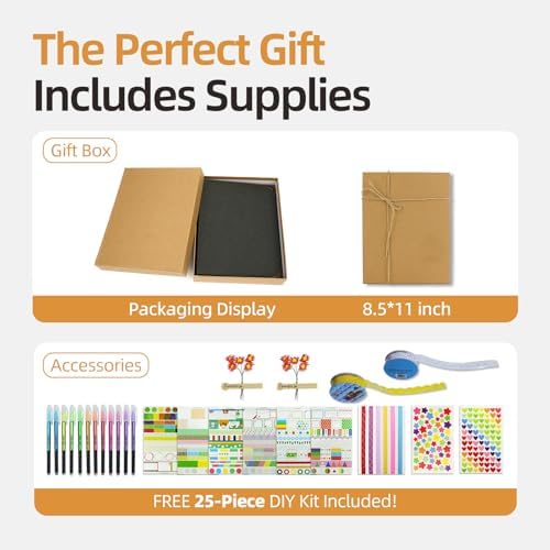 Vienrose DIY Scrapbook Photo Album Kit,8.5x11 Inch,60 Pages,Black - Image 5
