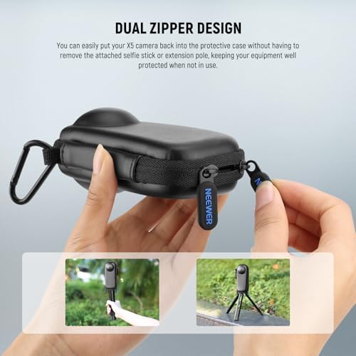 NEEWER BASICS Carrying Case Compatible with Insta 360 X5, Portable Small Travel Protector Hard Shell Protective Storage Bag with Carabiner, Action Camera Accessories Compatible with Insta360 X5, PB032 - Image 4