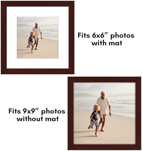 Americanflat 9x9 Picture Frame 2-Pack - Matted to 6x6 - Mahogany - Image 4