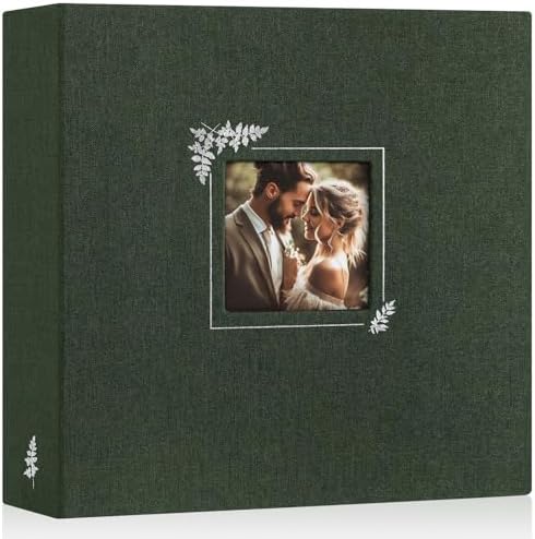 Lanpn Scrapbook Photo Album 12x12, Linen Window Design Cover Top Load 3 Ring Folder Binder Photobook Photo Book 12 x 12 inch with 30 Plastic Sleeves 60 Pages Green by Lanpn